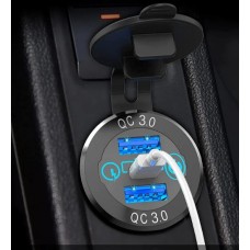 Автомобільна швидка врізна зарядка 48 Вт, USB та Type C