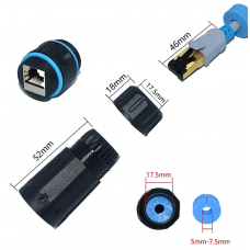 Роз'єм герметичний SZC-23 RJ-45 IP68 кабельна розетка