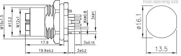 Гніздо М12 8 pin