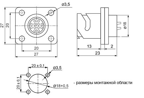 Розмір розїему FQ18-12ZJ Розмір розїему FQ18-12ZJ
