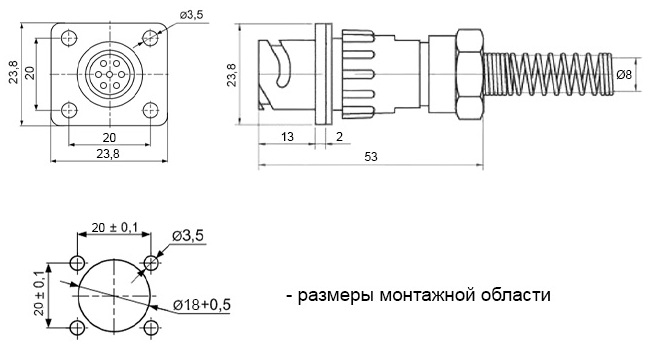 Розміри роз'єму FQ18-7pin ZPK-8 Розміри роз'єму FQ18-7pin ZPK-8